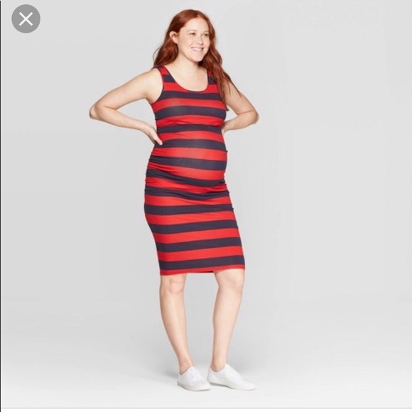 Isabel Maternity by Ingrid & Isabel Dresses & Skirts - Dress Red Navy Striped Isabel Maternity XXL